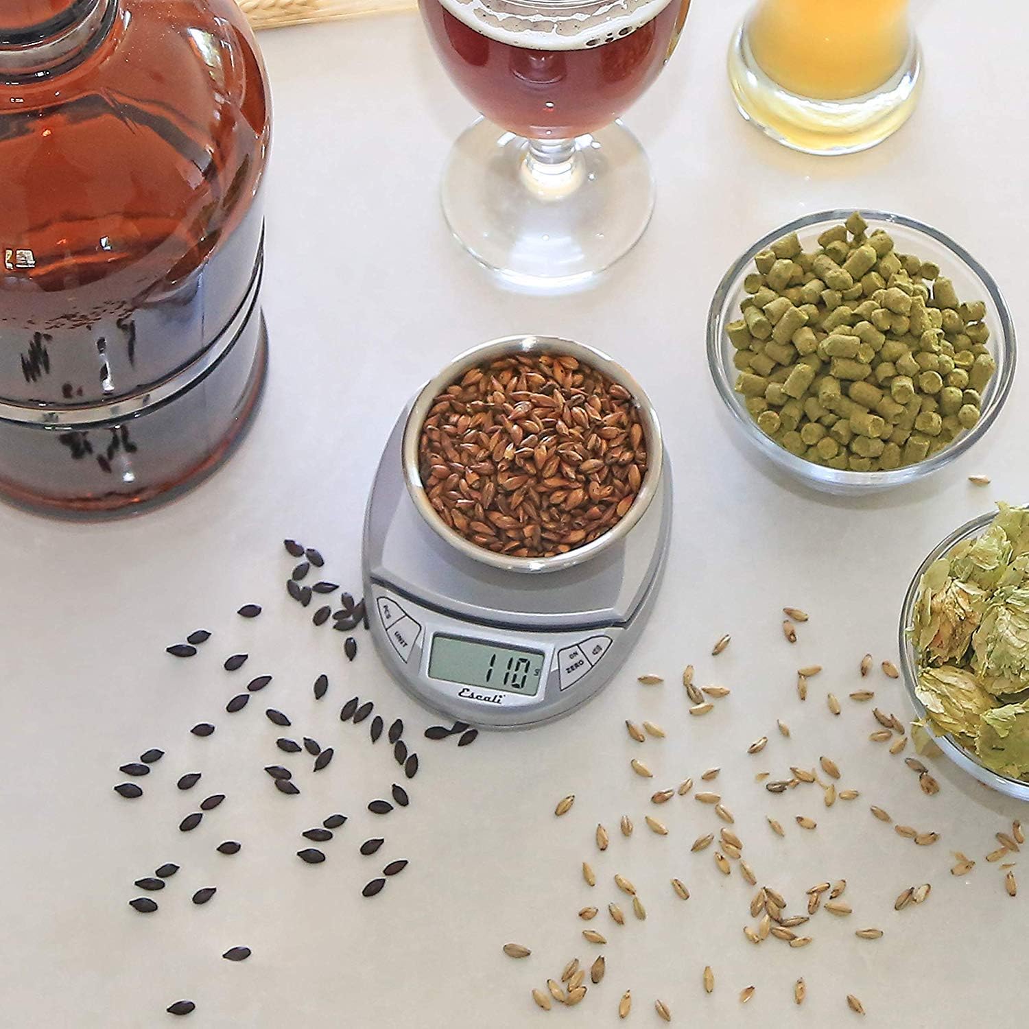 Escali Pico N115S Digital Scale weighing ingredients for brewing