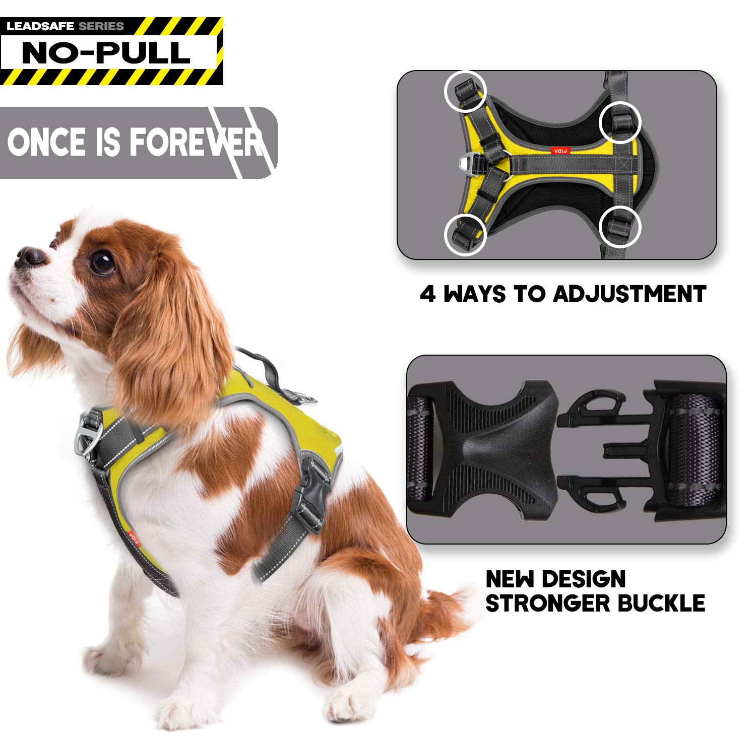 Fida Pettorina per cani anti-tiro, con borsa laterale, resistente, per viaggi, campeggio, escursionismo (giallo, S)