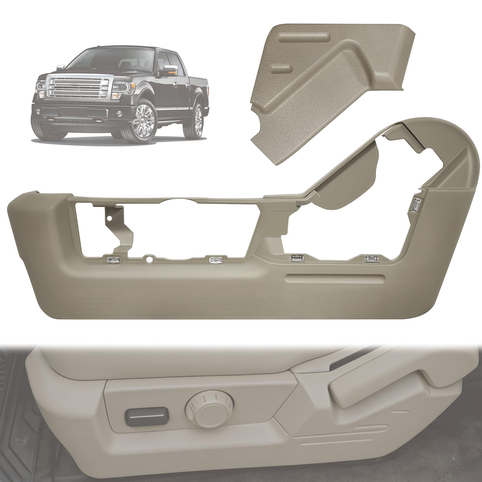 Photo 1 of CZTHQP Seat Trim Panel Cover Compitable with Ford F150 2009-2014,Power Seat Bottom Bezel Front Left Driver Side Seat Hinge&Track Cover,Replaces BL3Z-1562187-AA,BL3Z-1562187-AB,BL3Z-1561693-AB(Adobe)