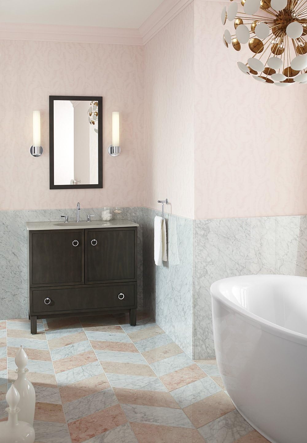 KOHLER 99506-LG-1WC Jacquard Vanity with Furniture Legs 2 Doors and 1 Drawer, 36-Inch, Felt Grey