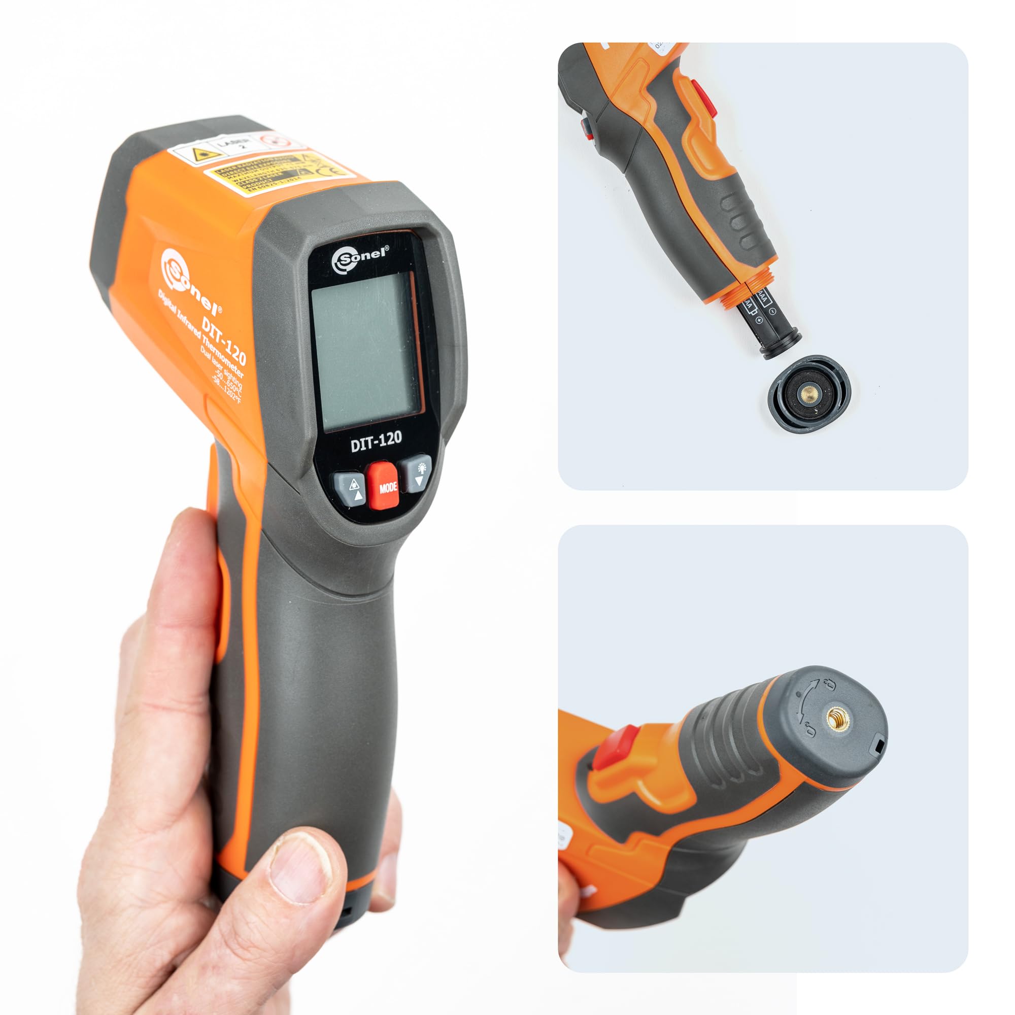SONEL DIT-120 Termometro Infrarossi, -50°C...650°C, Rapporto D:S, Risoluzione da 0,1°C e 0,1°F, doppio puntatore laser