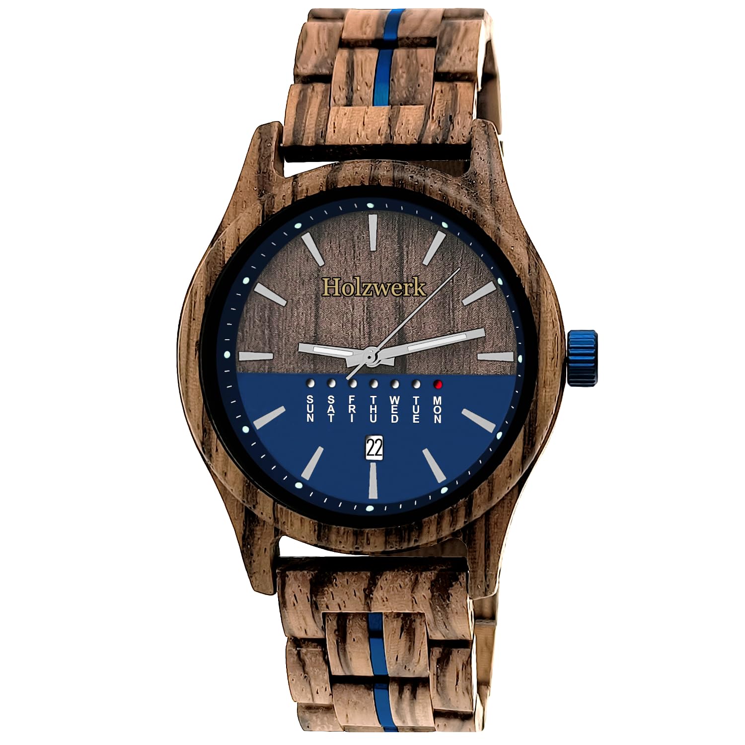 Holzwerk Germany Orologio In Legno Unisex Nature Wood - Quadrante Bianco, Cinturino Marrone, Movimento Giapponese