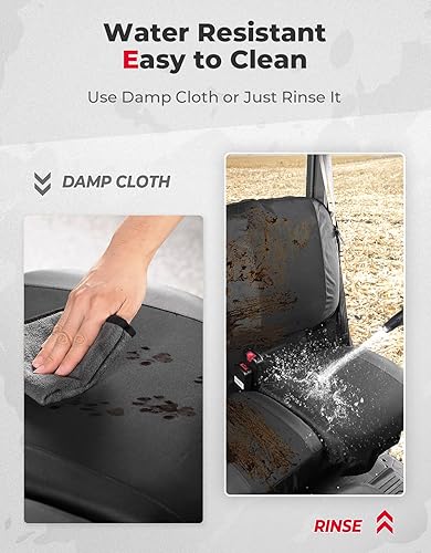 Miniatura 4 de KEMIMOTO Fundas de asiento UTV negras, repelentes impermeables compatibles con Can Am Defender Max HD8 HD10 HD9 fundas de asiento delanteras de dos