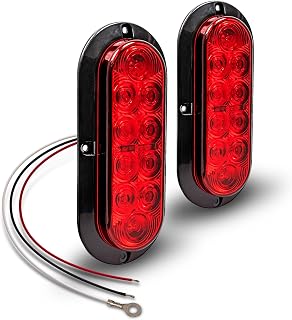 TRUE MODS 2pc 6 inch Red Oval LED Trailer Tail Light Kit [DOT FMVSS 108] [SAE S2T2I6] [Surface-Mount] [IP67 Waterproof] [Stop Turn Tail] Trailer Brake Lights for Boat Trailer RV Trucks