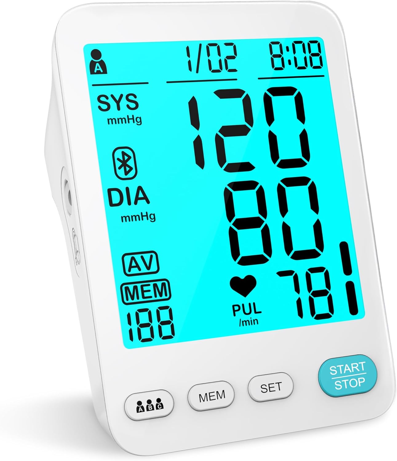 LBO 2Cuffs-LCD-White Blood Pressure Monitor, Automatic Upper Arm Blood Pressure Monitors for Home Use, 2 Blood Pressure Machine Cuff(9-17in & 13-21in) with Large Display, 3x199 Reading Memory Users