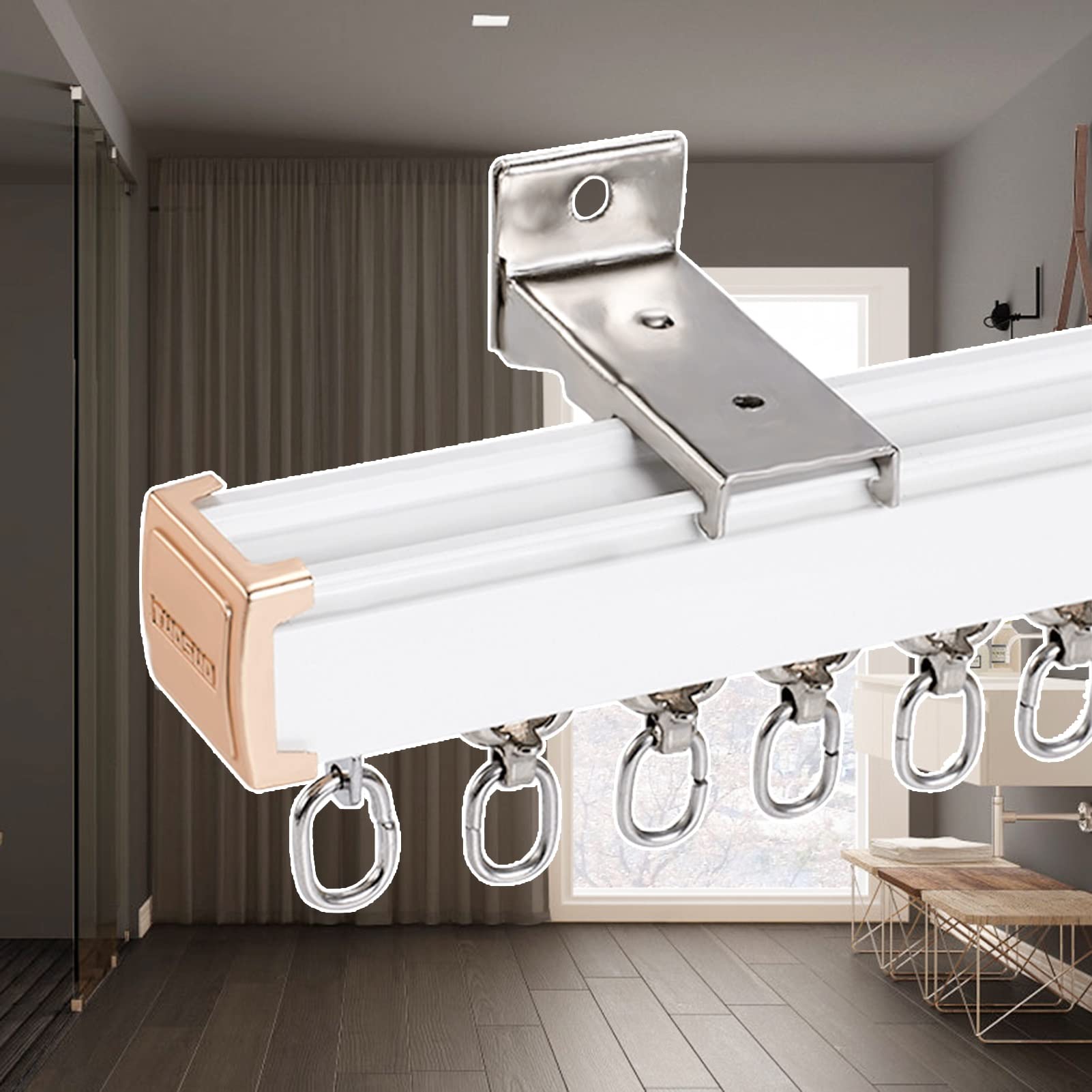 SFNIOKFG White Curtain Track Wall/Ceiling Mount, Aluminum Alloy Curtain Rail Rods for Bathroom/Room Privacy/Corner, Cuttable Curtain Rod Rails (Color : Wall Mount, Size : 700cm/23ft