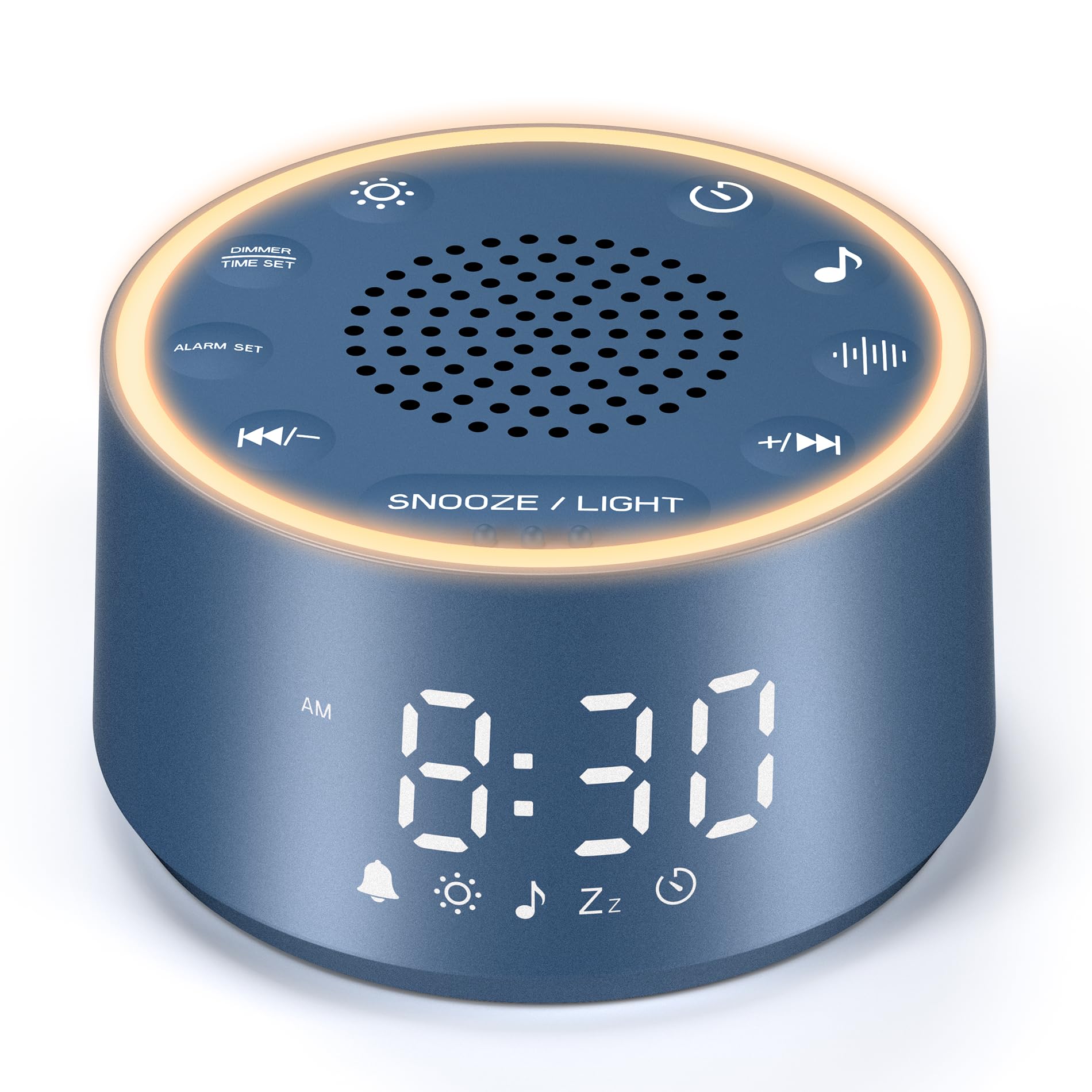 Dreamegg Sound Machine & Alarm Clock - White Noise Machine with 7 Wake-Up Sounds, 0-100% Dimmable, Night Light, Sound Machine for Sleeping Office Home, Travel Essentials Gift, Navy Blue