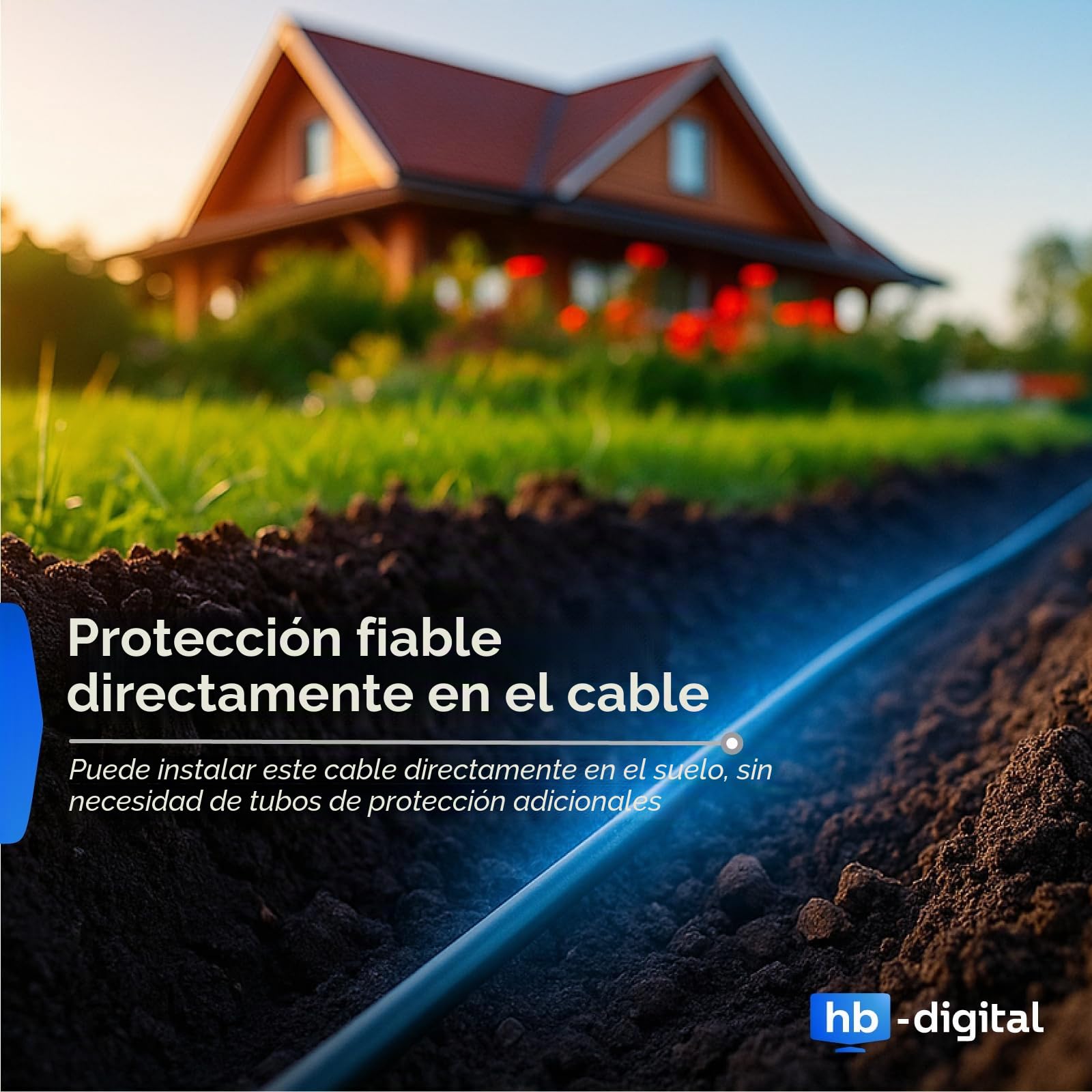 HB-DIGITAL Cable de red para exteriores (cat. 7, 100 m, para enterramiento directo, S/FTP AWG23/1, cobre puro, doble revestimiento, PVC + LLDPE, resistente al agua, PoE 10 Gbps, cable Ethernet para