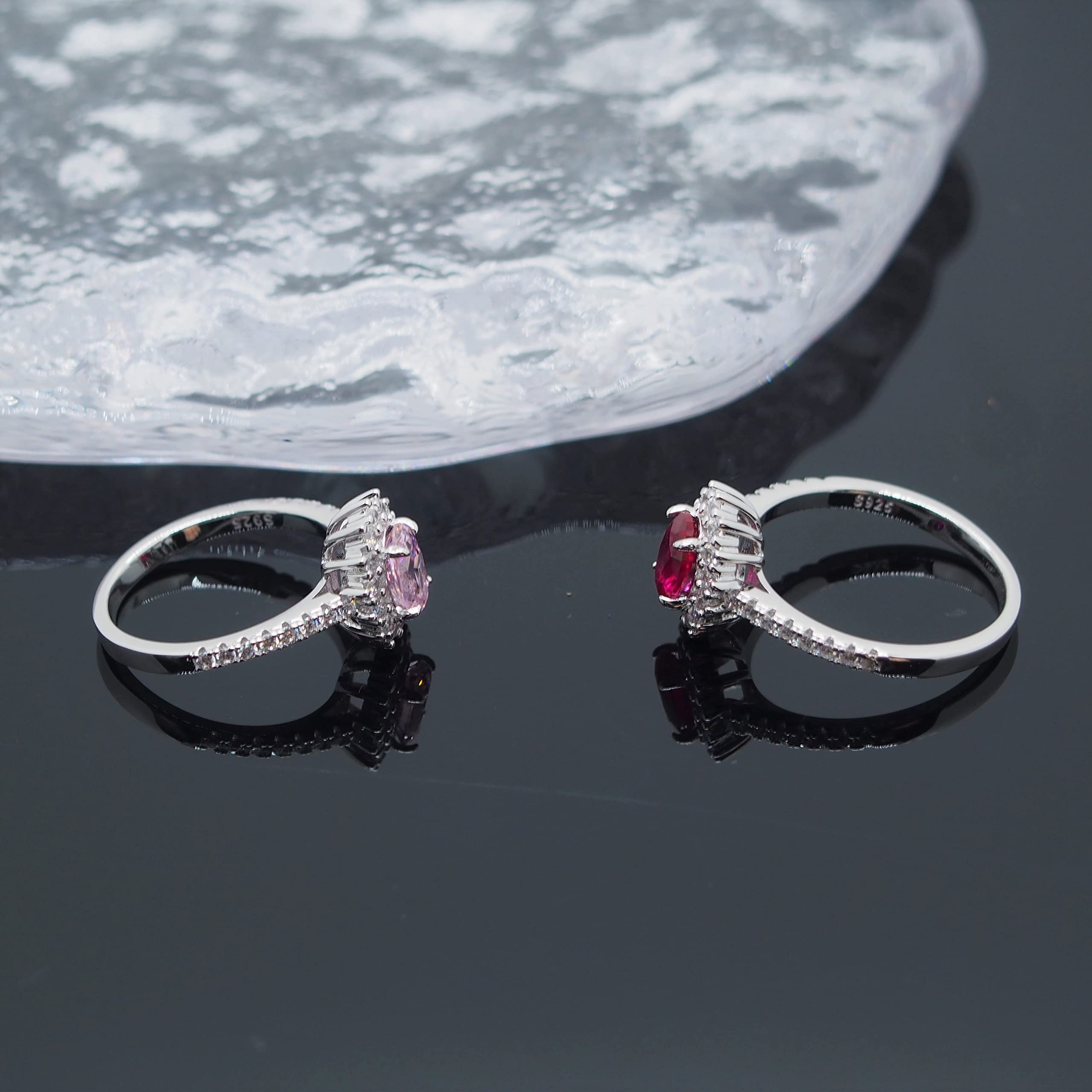 Anello da donna in argento sterling 925 con rubino, anello alla moda con pietra rossa da donna, anello di promessa fidanzamento da donna