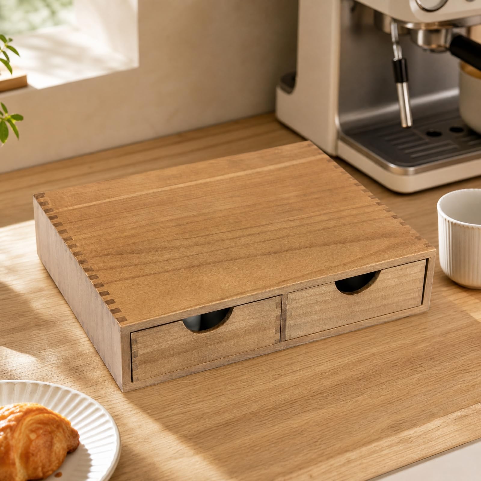 LOVIVER Organizador Escritorio Maciza Compacto Organizador con Dos Compartimentos Frontales para Comedor