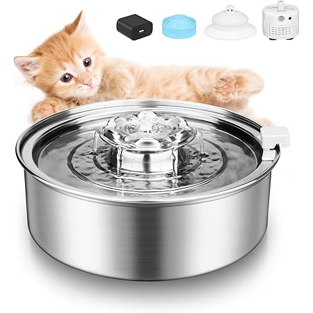 Amazon Vakdon ペット給水器 ステンレス 67oz 2l大容量 犬 猫用水飲み器 循環式 静音 猫自動給水器 五重濾過 食器洗い機セーフ シルバー Vakdon 自動給水器 通販