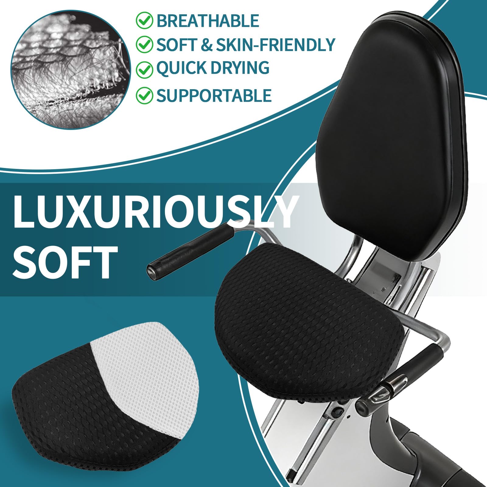 Coussin de siège de vélo couché de 7,6 cm, coussinet antidérapant avec sangle et poignée en silicone