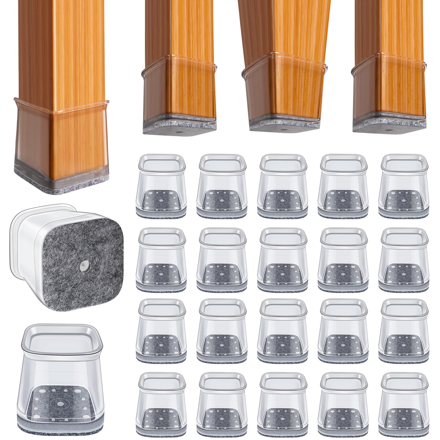 BUMACO Chair Leg Floor Protectors for Hardwood Floors Anti-Scratch 20 Pack