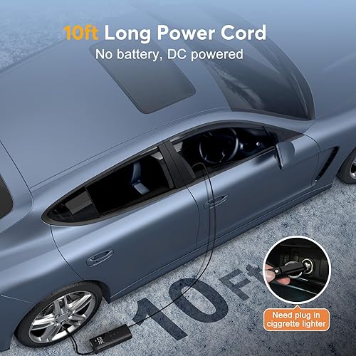 Miniatura 5 de MEUCI Inflador de neumáticos, compresor de aire portátil, bomba de aire automática de 150 PSI para neumáticos de automóvil, bomba eléctrica de