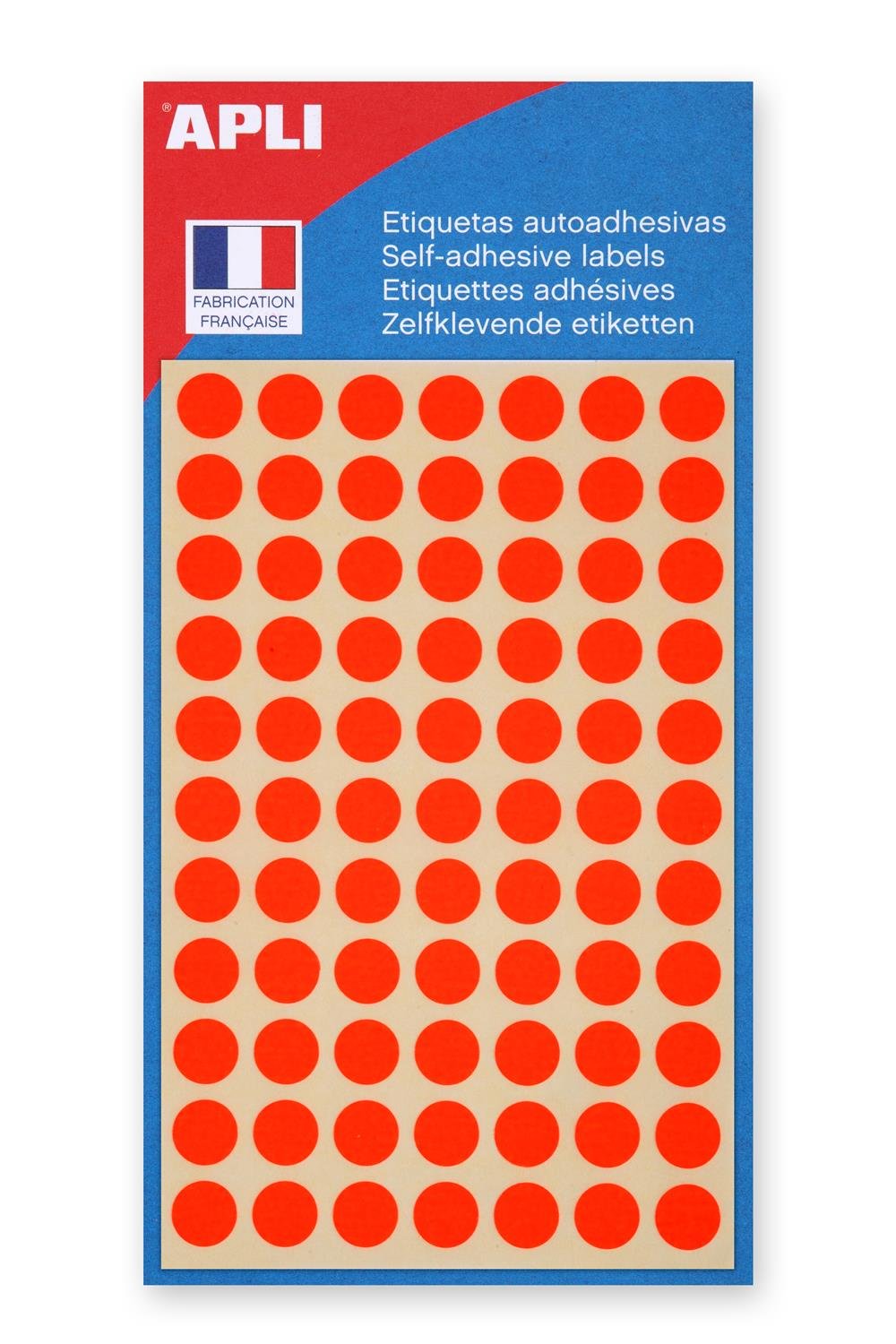 APLI 111851 Pack of 385 Fluorescent Orange Dots Diameter 8 mm
