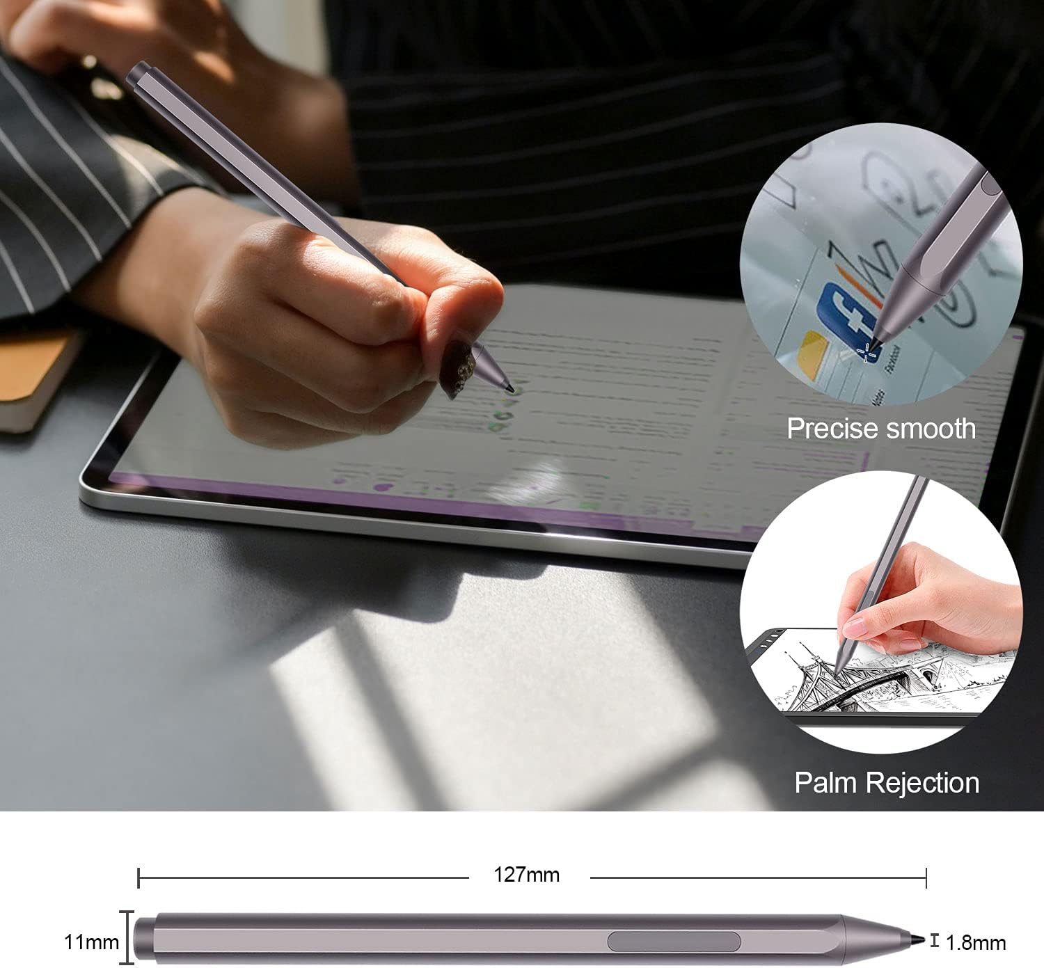 Pen for Surface, Pen for Microsoft Surface with 1024 Levels of Pressure, ZesGood Stylus Compatible with Microsoft Surface Pro, Surface Go, Surface Laptop, Surface Book : Electronics
