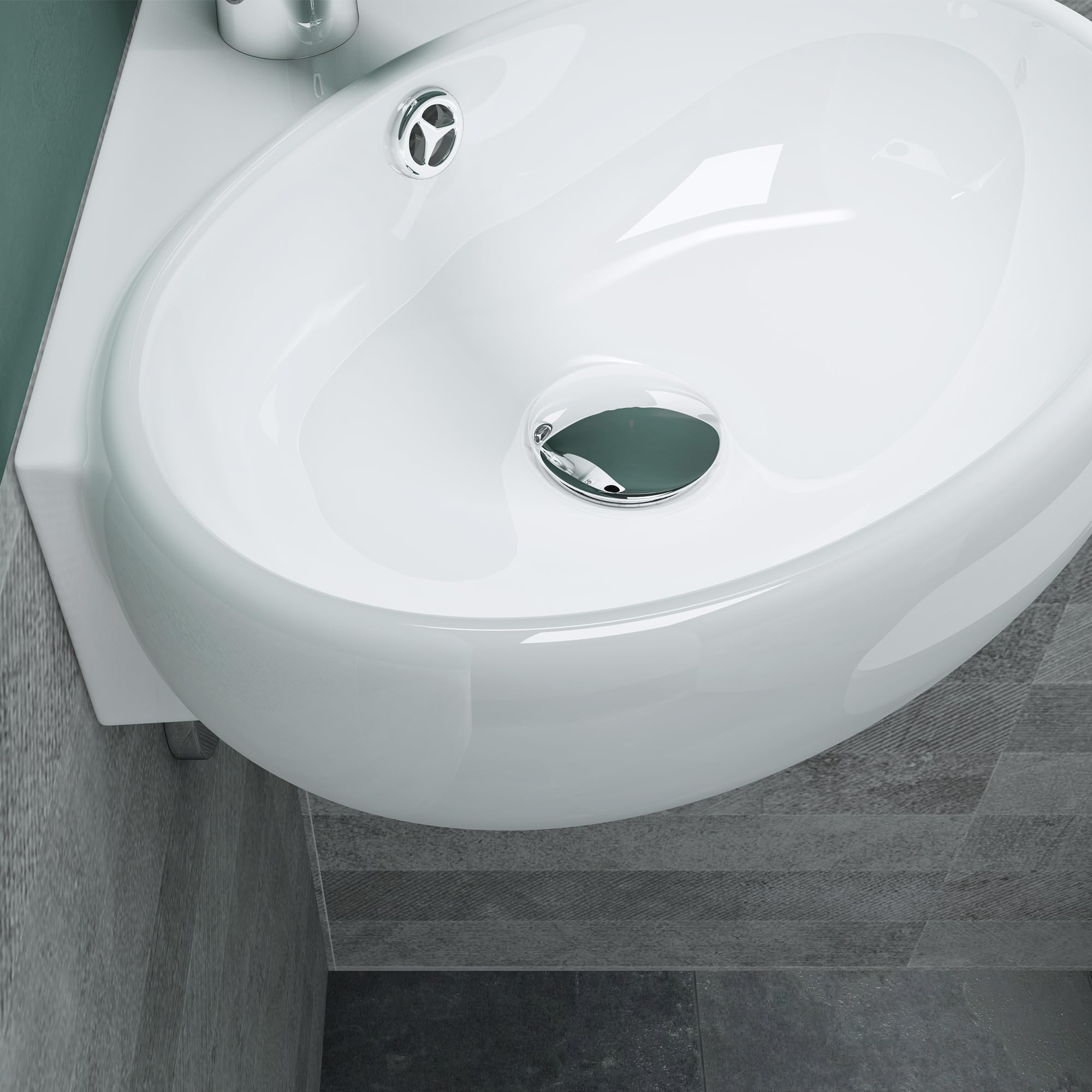 Mai & Mai Lavabo da Appoggio 39,5x38,5x14,5cm in Ceramica, Bianco | Lavabo Bagno Sospeso, Lavandino Bagno, Brüssel002, Nano Rivestimenti inclusi