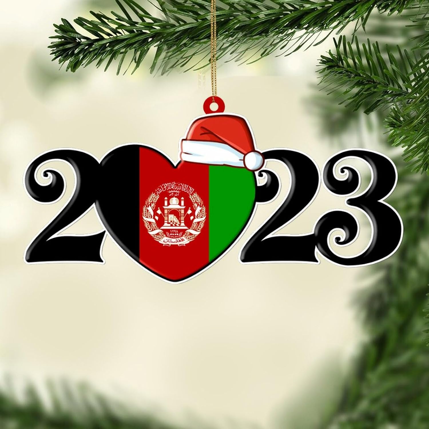 Travel Ornaments Travel Around The World Afghanistan Flag Personalized Christmas Ornaments 2023 2 Sides Tree Hanging Decor Xmas Present Keepsake Collectible Winter Holiday New Year for Family image 3