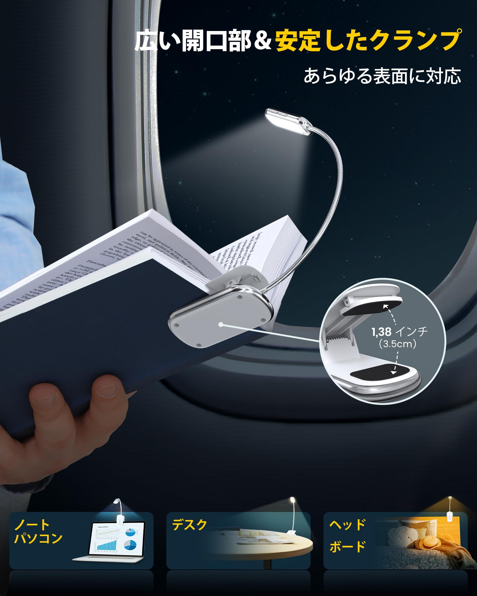 Amazon.co.jp: Glocusent ポッシュ プレミアム読書灯 3色＆5輝度調整