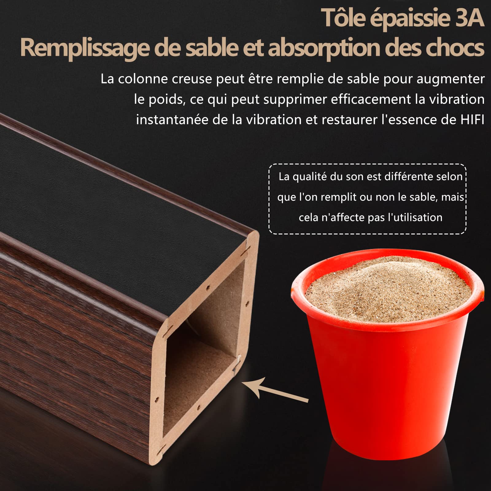 Supporti Per Altoparlanti In Legno - Piedini Regolabili 70 Cm, Per HiFi, Casa Cinema, Antiscivolo, Fino A 50 Kg