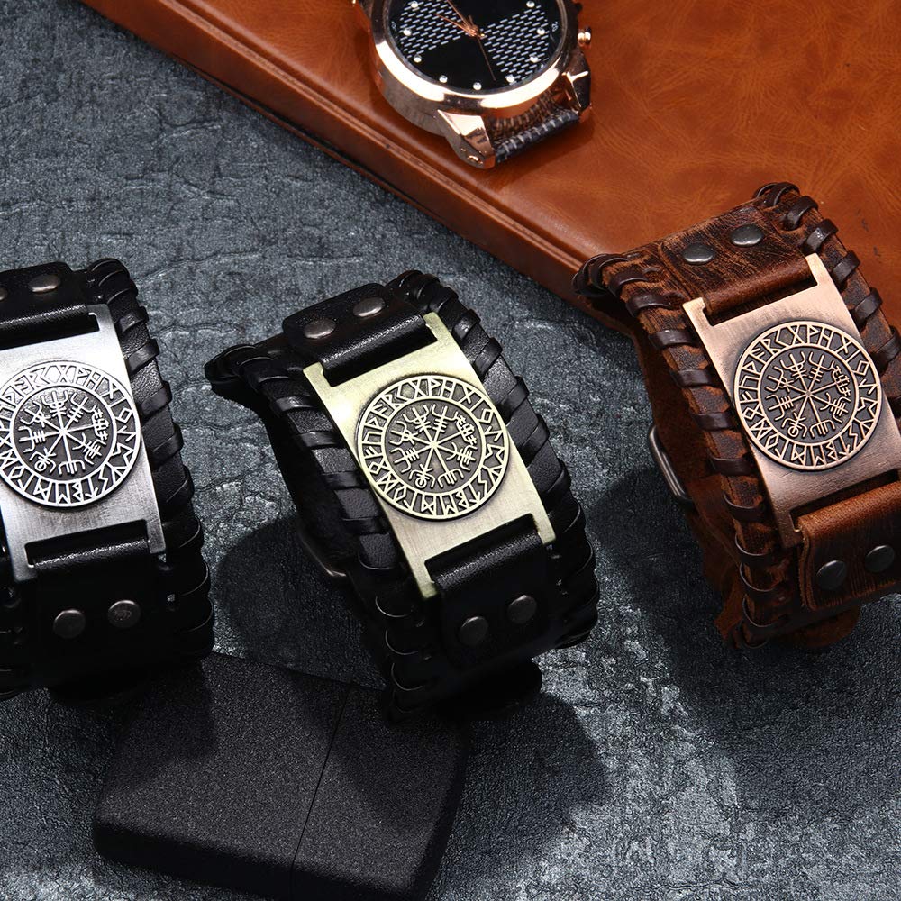 Bracelet Viking Punk Tressé - Corde Alliage Et Cuir Homme Taille 27.5cm