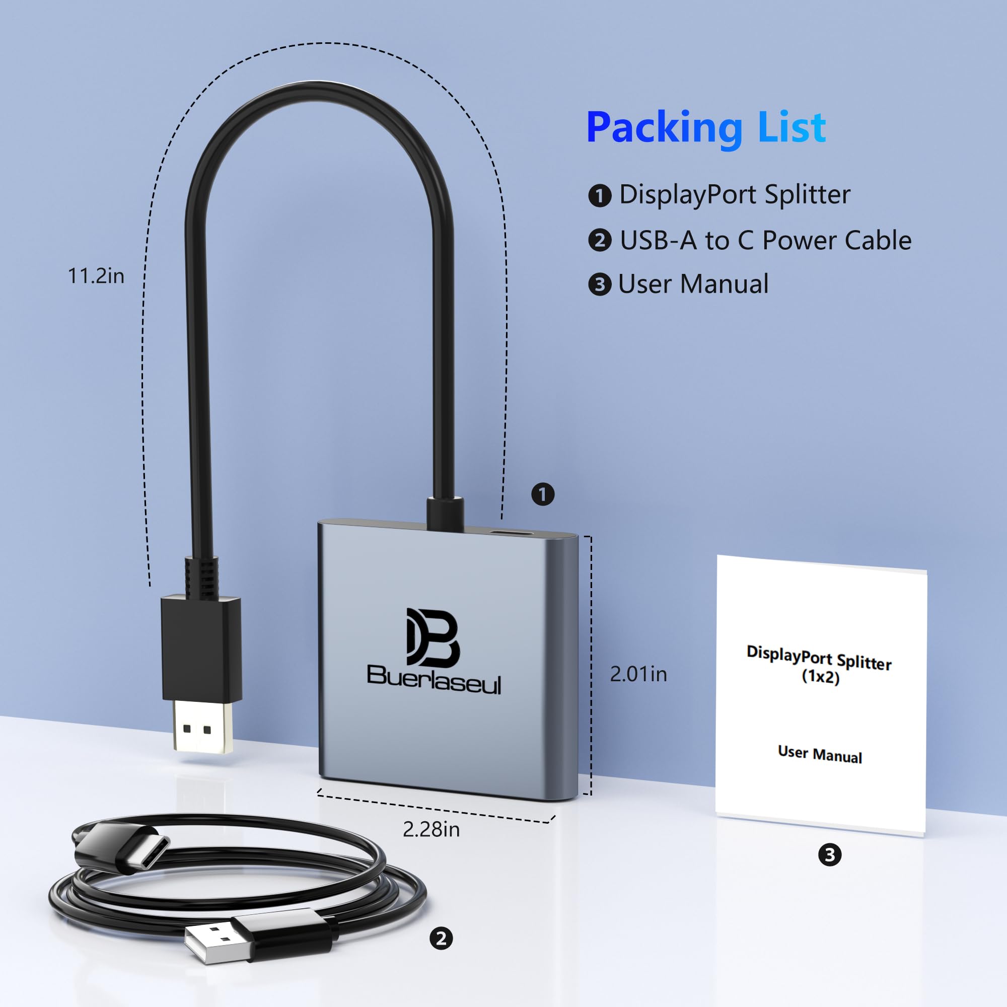 Adaptateur DisplayPort vers double HDMI 4K @ 60 Hz, répartiteur DisplayPort pour deux moniteurs HDMI, prend en charge le hub d'affichage étendu SST/MST, répartiteur DP 1 entrée 2 sorties pour PC