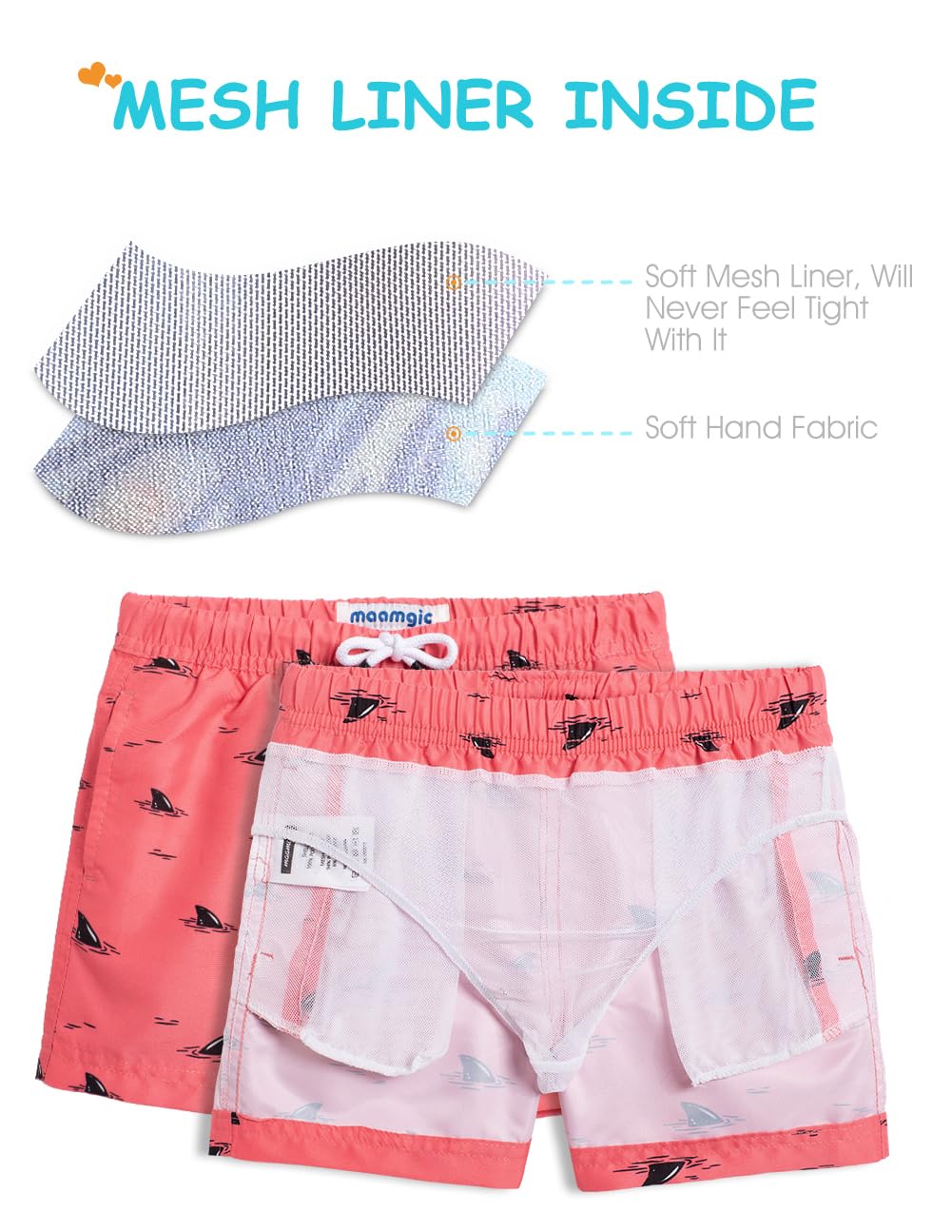MaaMgic Bañador Niño Ropa de Baño para Natación Secado Rápido Interior de Malla Shorts de Natación VÍA Multiple — view 3