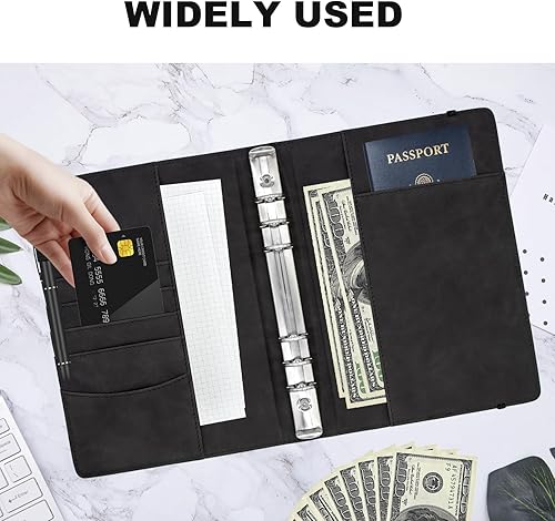 Miniatura 32 de Carpeta A5 recargable de piel sintética con 6 anillas, cubierta para cuaderno pequeño para papel de relleno A5, cubierta de planificador personal