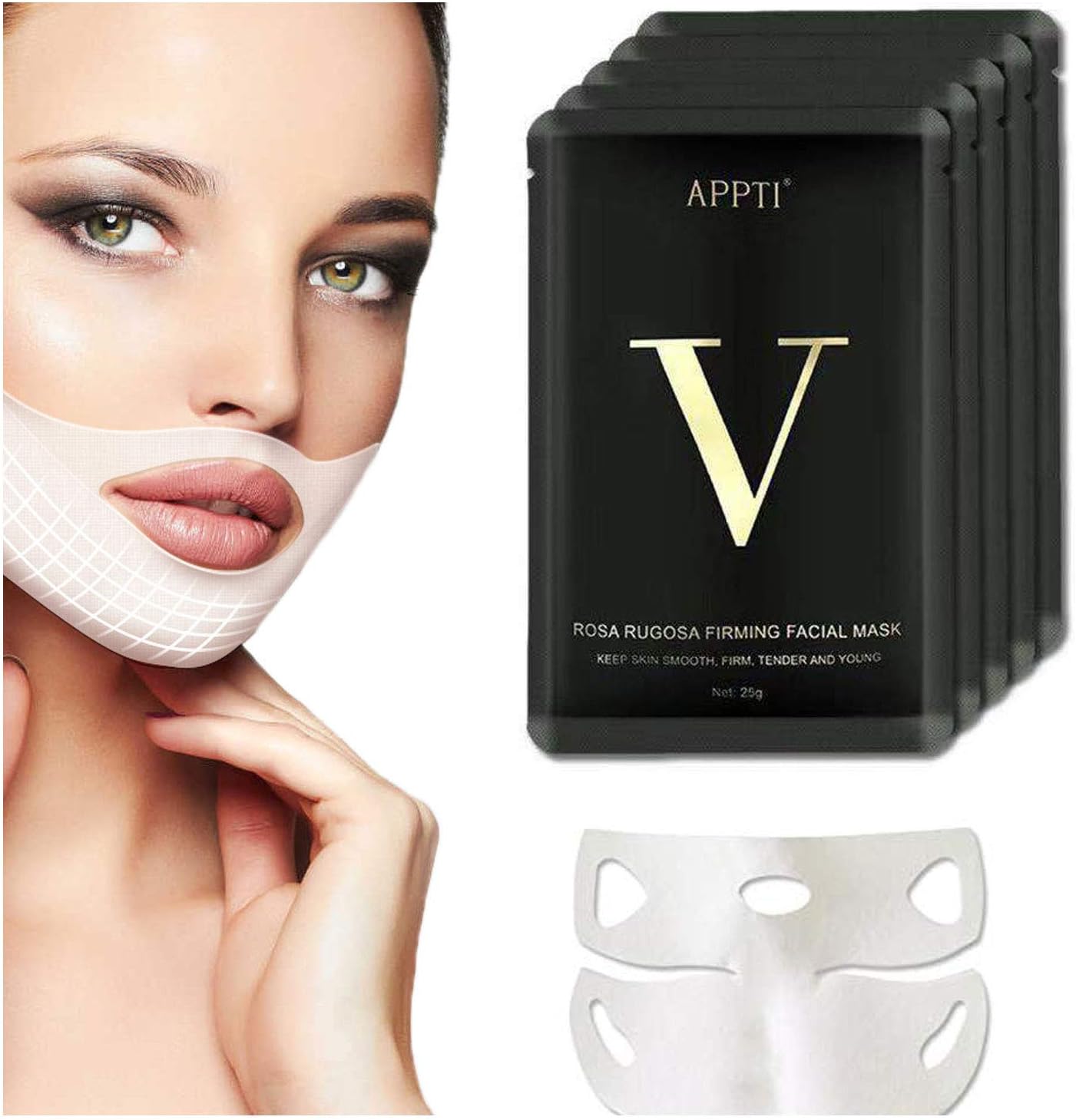 BestLand 5Pcs Miracle V-Shaped Slimming Mask, V Line Face Lift and Double Chin Reducer Intense Lifting Layer Mask for Chin Up & V Line, Double Chin Mask-V Lifting Chin Mask