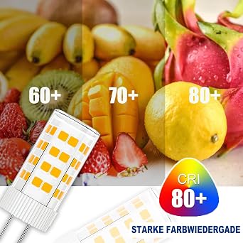 6-Pack G4 AC/DC 12V LED Light Bulb, 5 Watt, 500 Lumen, Warm White 3000K, 360° Beam Angle, 50W Equivalent, G4 Halogen/Xenon/Incandescent Replacement Bulb, Not-Dimmable [Energy Class G]