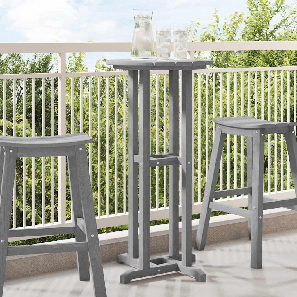 SXZenSpace Light Grey Polyethylene Round Bar Table 55x55x107 cm UV Stable Bistro Garden Coffee Side Piece for Patio Deck Balcony Outdoor Use