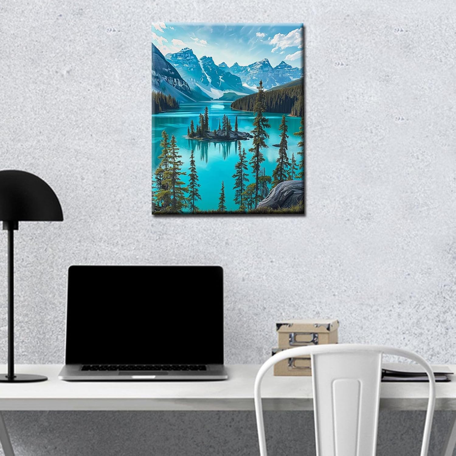 Jasper National Park Paint by Numbers Kits 16x20 inch Green Frorest Paintwork The Rocky Mountains Canvas DIY Oil Painting for Kids, Adults Beginner Athabasca River Artwork with Brushes Gift(DIY Frame)