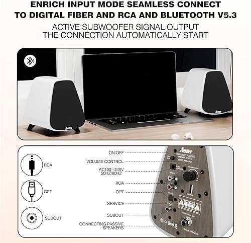 Miniatura 5 de AS31 - Altavoces activos para estantería  Estéreo de 2 vías RMS de 80 W  woofer de aluminio de 3 pulgadas de carrera larga y tweeter de cúpula de