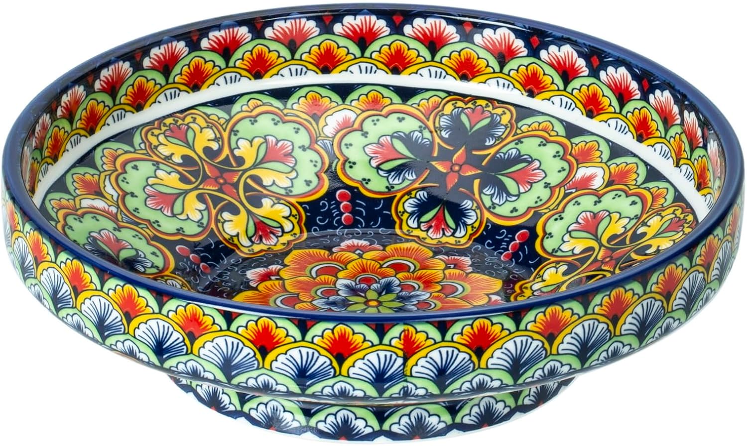 10" Bohemian Style Decorative Bowl, Large Fruit Bowl for Kitchen Counter,Stylish Key Bowl for Entry Table, Bread Candy Snacks Organizer
