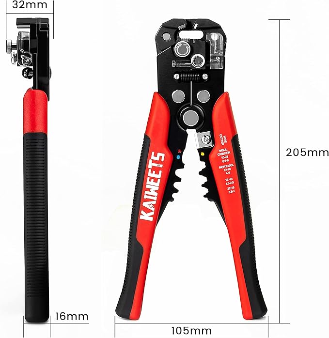 KAIWEETS Pelacables Autoajustable 3 en 1 Corta Cable Crimpa 10-24 AWG miniatura 7