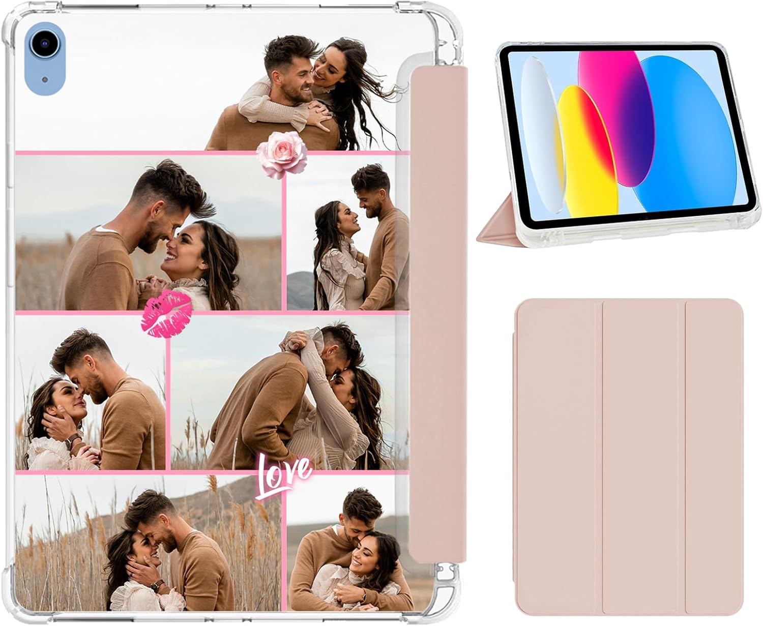 Name Case Fit for Apple iPad Air 13 inch (M3/M2-2025/2024) with Pencil Holder, Slim Stand Protective Cover with Clear Transparent Back Shell Initial Butterfly Monogram, Auto Wake/Sleep, Purple