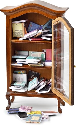 Miniatura 8 de Mini estantería para la ansiedad, estantería de ansiedad, mini estantería hecha a mano con más de 100 libros únicos en miniatura, biblioteca pequeña