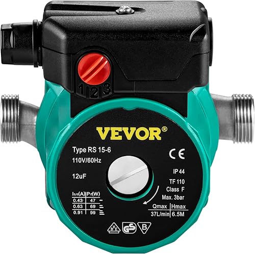 Miniatura 11 de VEVOR Bomba de recirculación de agua caliente, 93W, Bomba de circulación de agua de 110V, Bomba de circulación, Rosca G de 3/4 ″ a adaptador