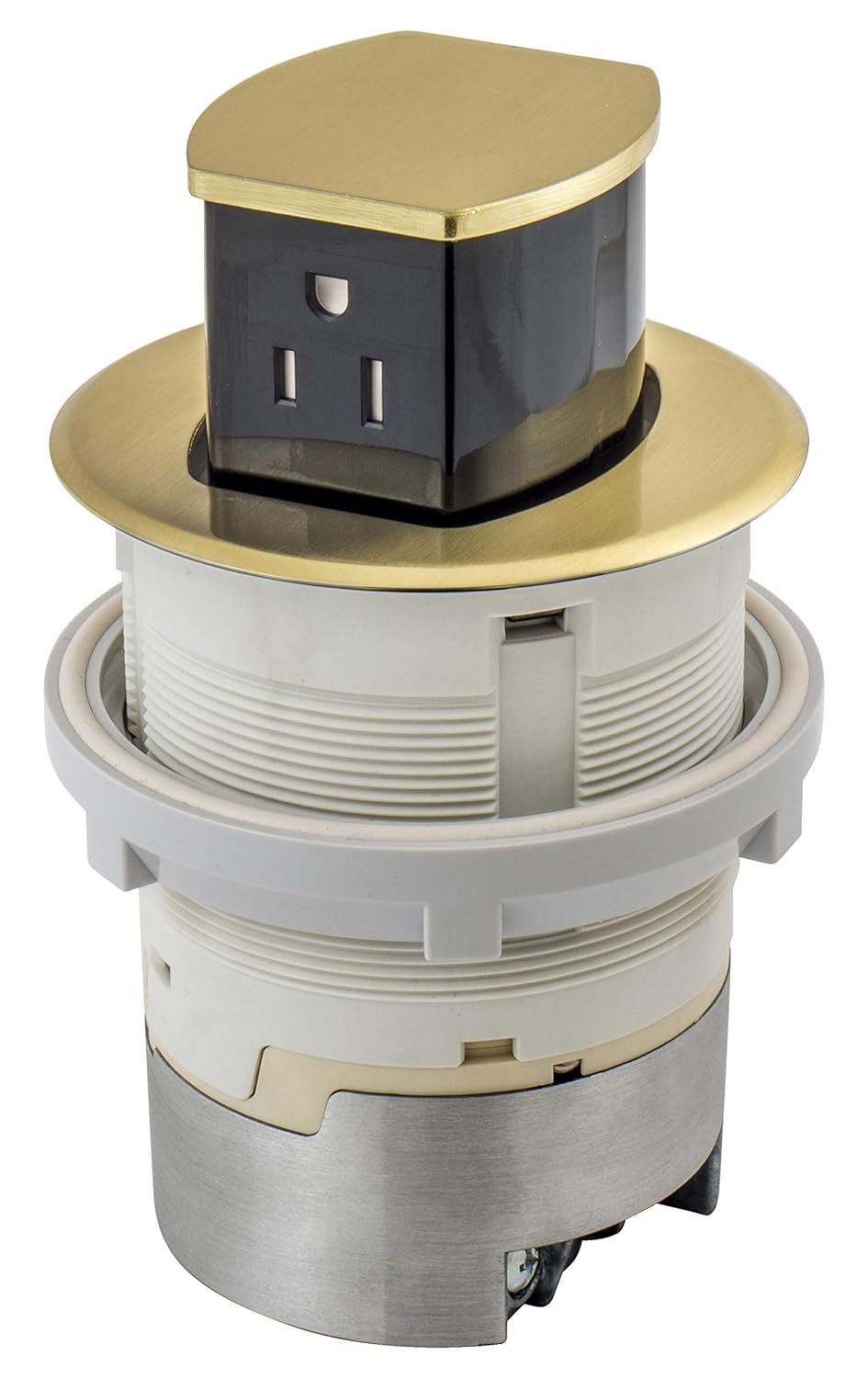 Bryant Electric RCT200BR 15A 125V Tamper Resistant Pop-Up Countertop Receptacle Surface Mount, 15 Amp, Brushed Brass