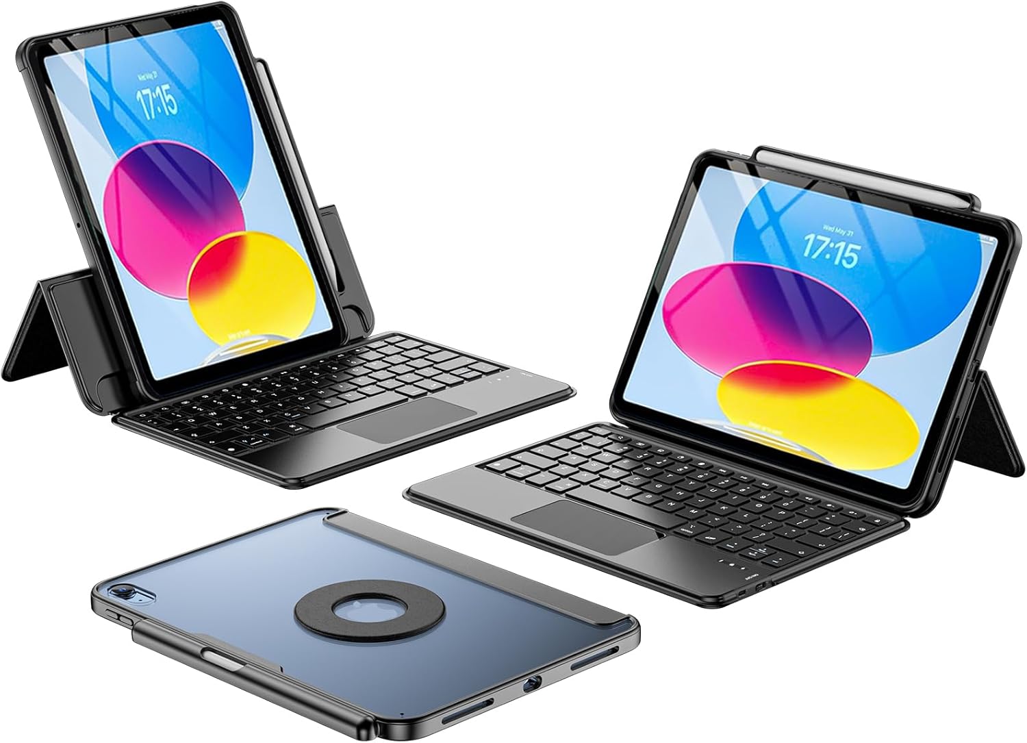 ProCase Folio Keyboard Case for iPad 11-inch (A16 Chip) 2025 / iPad 10th Generation 10.9" 2022; Magnetic Detachable Protective Cover with Touchpad & Pencil Holder -Black