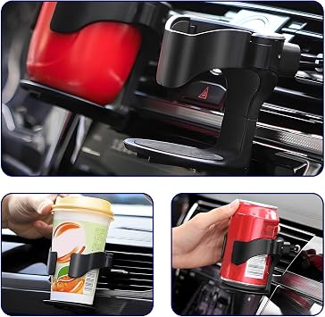 Adjustable Car Cup Holder With Non-slip EVA Pads, Universal Air Vent Drink Holder With 3 Pairs Ventile Clips for Most Cars