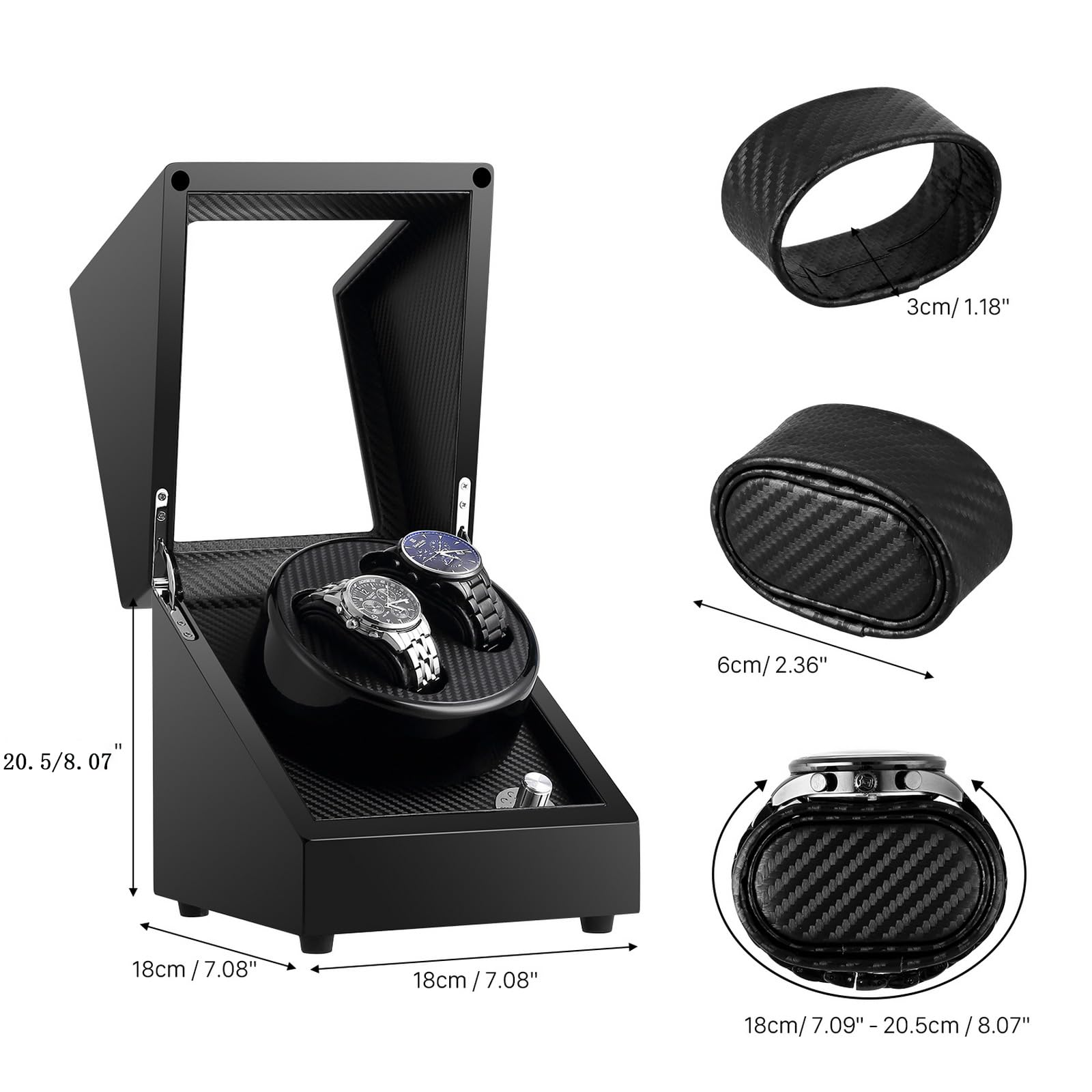 Uten Uhrenbeweger für 2 Uhren Uhrendreher Automatikuhren, Uhren Aufbewahrungsbox, Geschenk