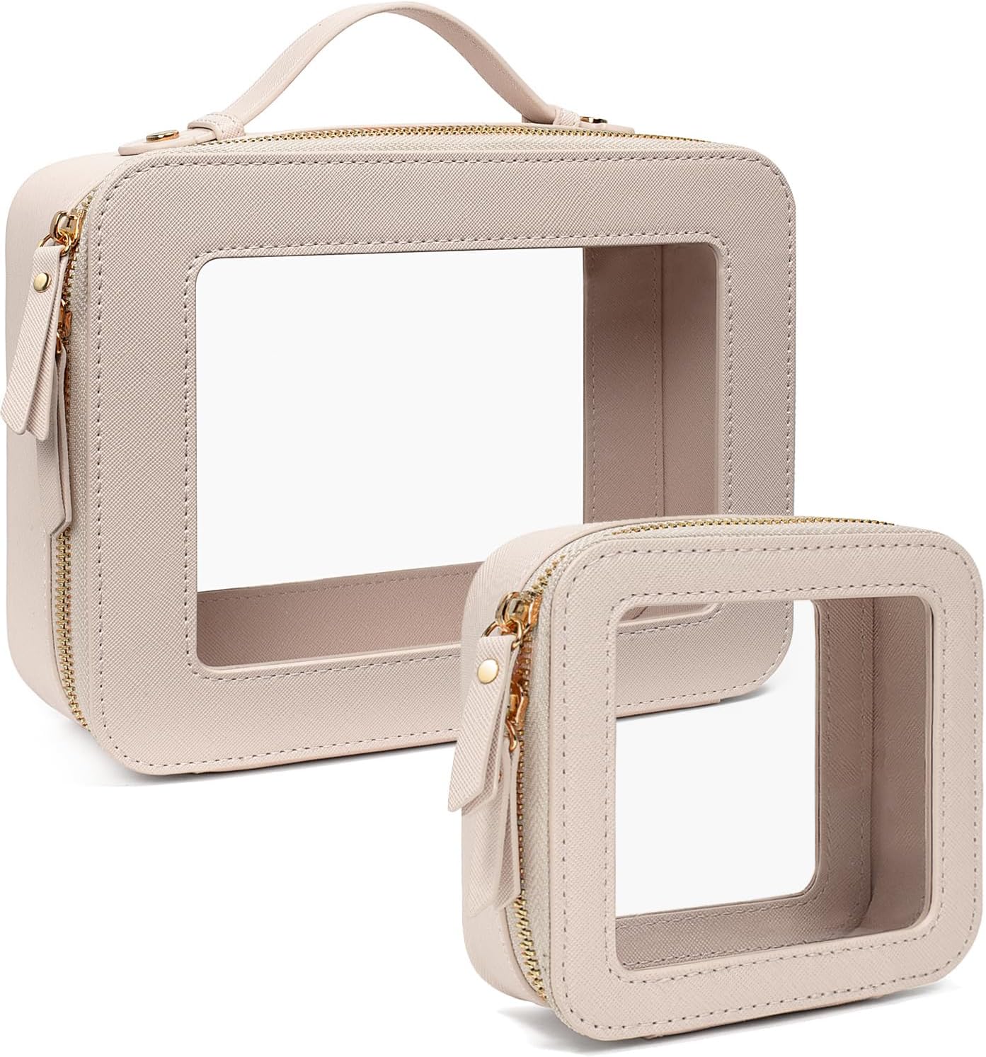 Travel Clear Makeup Bag Set, TSA Approved Cosmetic Bag Case with Zipper Portable Makeup Pouch Toiletry Bag Traveling Cosmetic Organizer Storage Bag Car Organizer Car Essentials