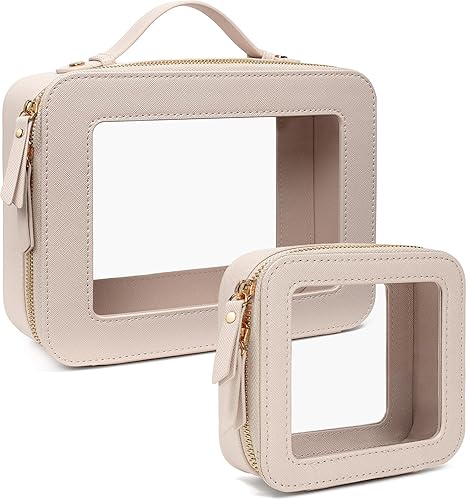 LETGO Bolsas de maquillaje transparentes, bolsa de aseo aprobada por la TSA con cremallera, organizador de maquillaje transparente, de gran tamaño,