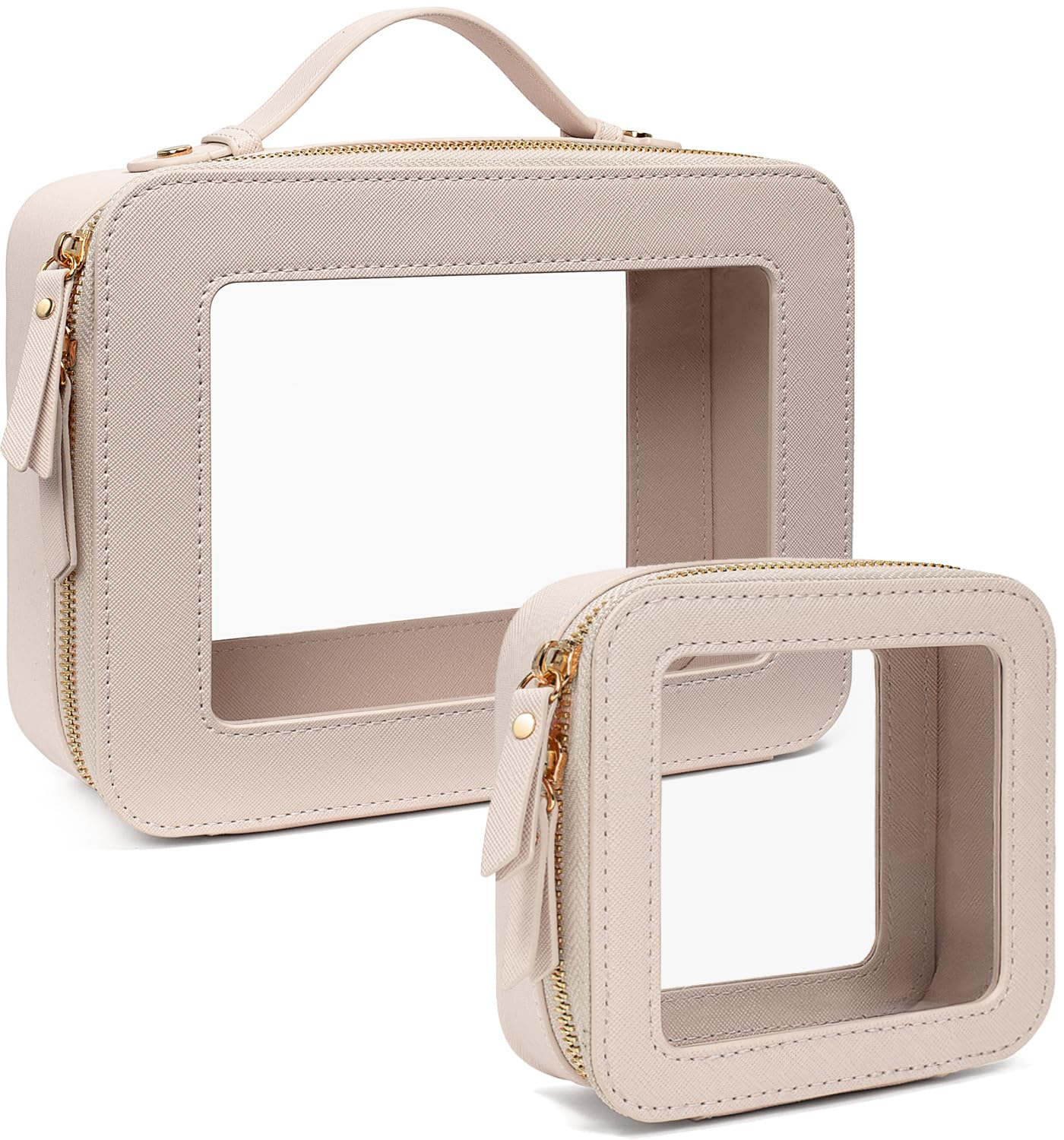 Juego de bolsa de maquillaje transparente de viaje, bolsa de cosméticos aprobada por la TSA, con cremallera, bolsa de maquillaje portátil, bolsa de aseo para mujer, organizador de cosméticos
