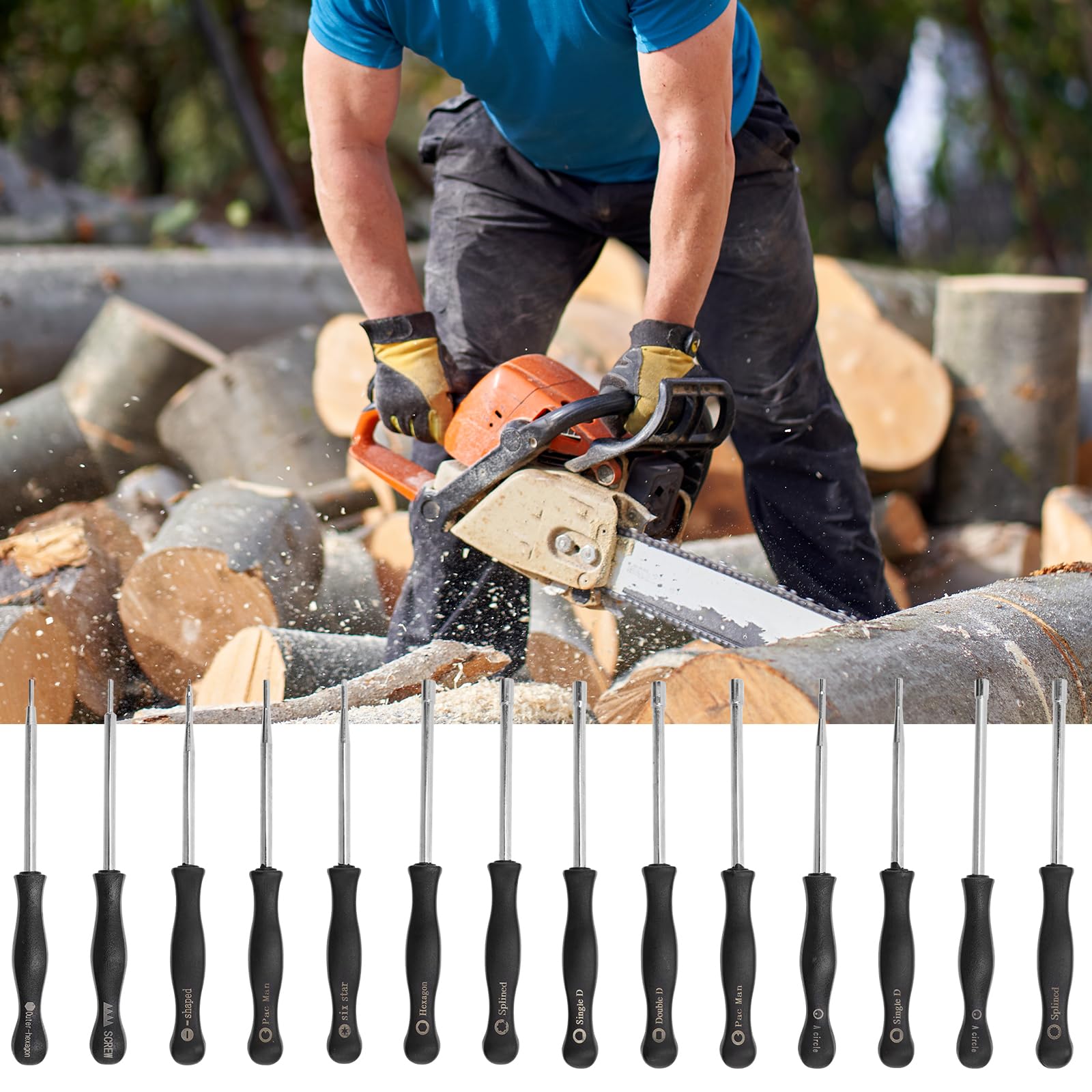 Vergaser Einstellwerkzeug 14 Pcs Vergaser Schraubendreher Set mit Reinigungsbürsten für Husqvarna Einhell Stihl Poulan Echo Motor Motorsense Kettensäge