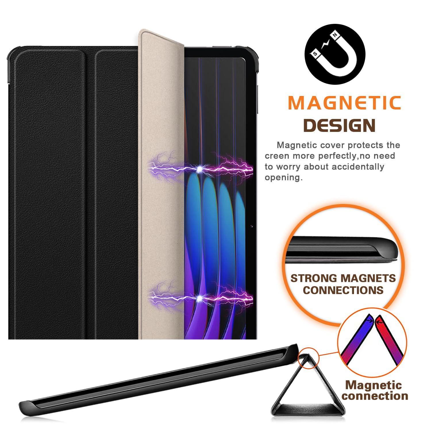 Xuanbeier Funda compatible con Xiaomi Pad 7/7 Pro de 11.2 pulgadas 2024, cubierta protectora inteligente delgada con función de encendido y apagado automático, color negro