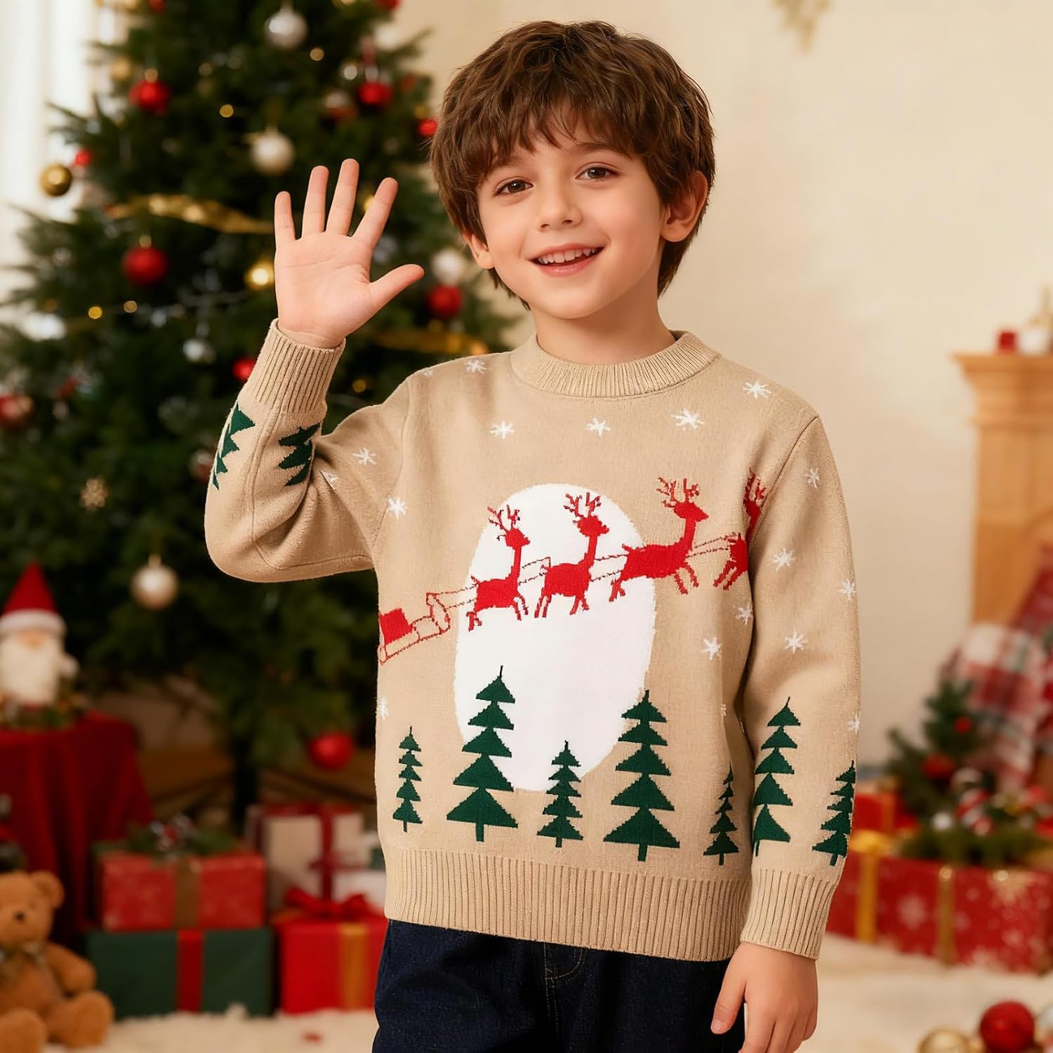 yolsun Ugly Christmas Sweater Boy Girl Funny Kids Christmas Pullover Sweatshirt Warm Crewneck Winter Clothes