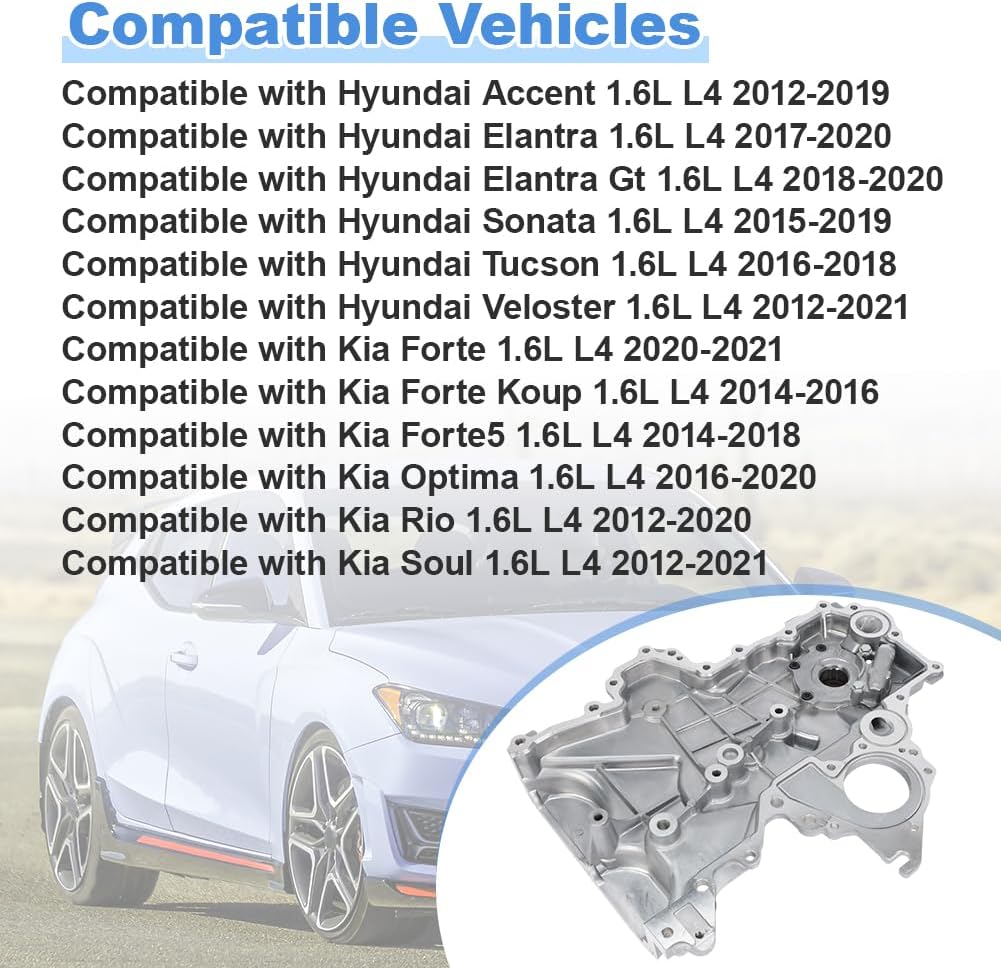 WATERWICH Timing Chain Oil Pump Cover Compatible with Hyundai Accent/Elantra/Sonata/Tucson/Veloster, Kia Forte/Optima/Rio/Soul 2012-2020 Replacement for 21350-2B701 21350-2B702 21350-2B703