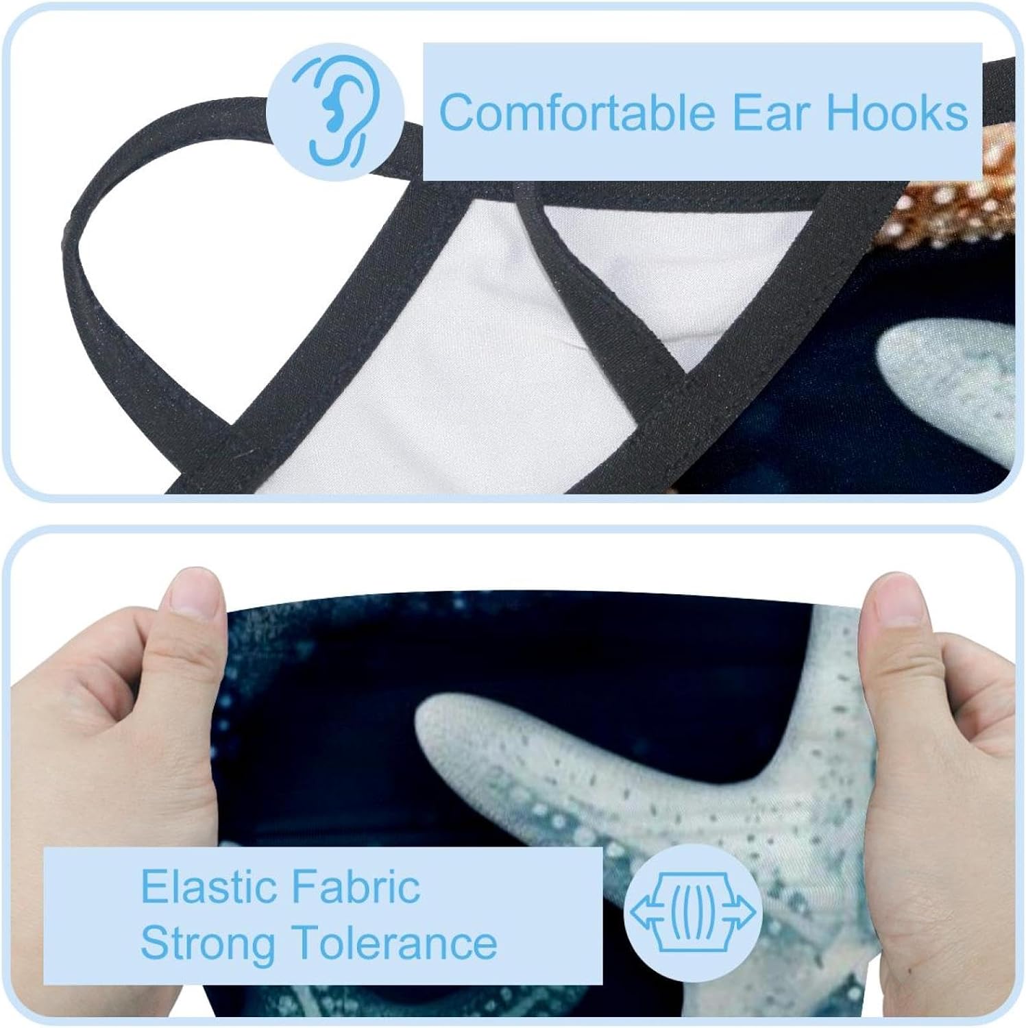 4 Pack Starfish Fishing Neck Gaiter - UV Face Mask Sun Protection for Men & Women
